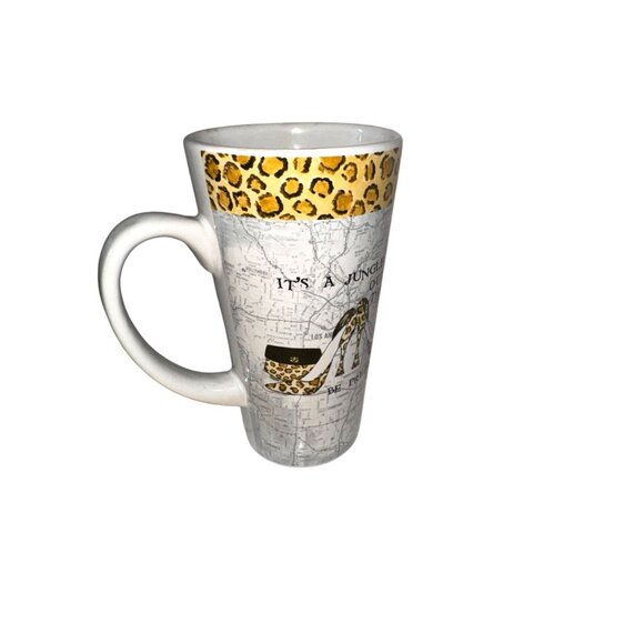 Ceramic Jungle-Themed Mug With Leopard Print & Map Design - Picture 2 of 13